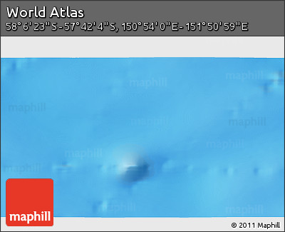 Physical 3D Map of the Area around 57° 54' 14" S, 151° 22' 30" E