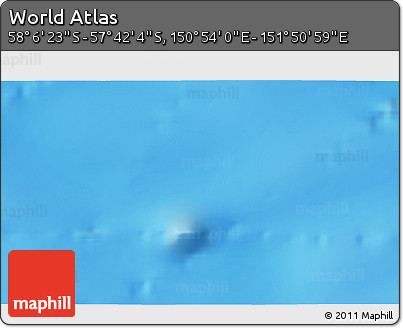 Physical 3D Map of the Area around 57° 54' 14" S, 151° 22' 30" E
