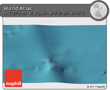 Satellite 3D Map of the Area around 57° 54' 14" S, 152° 13' 29" E