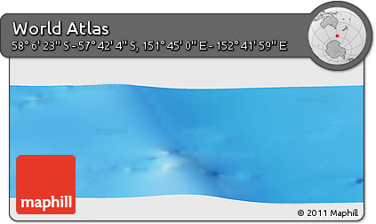 Physical Panoramic Map of the Area around 57° 54' 14" S, 152° 13' 29" E
