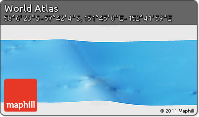 Physical Panoramic Map of the Area around 57° 54' 14" S, 152° 13' 29" E
