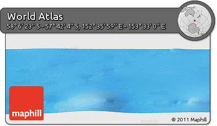 Physical Panoramic Map of the Area around 57° 54' 14" S, 153° 4' 29" E