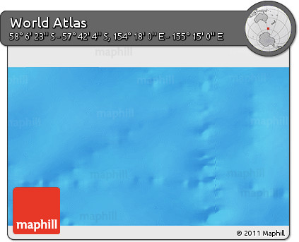 Physical 3D Map of the Area around 57° 54' 14" S, 154° 46' 30" E