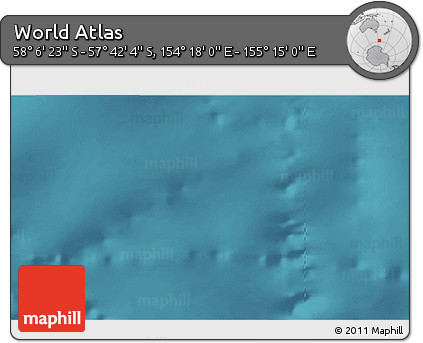 Satellite 3D Map of the Area around 57° 54' 14" S, 154° 46' 30" E