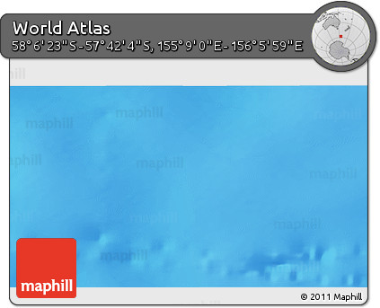 Physical 3D Map of the Area around 57° 54' 14" S, 155° 37' 30" E