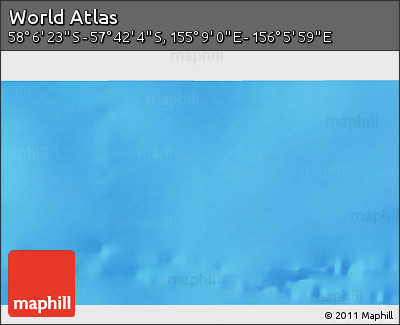 Physical 3D Map of the Area around 57° 54' 14" S, 155° 37' 30" E