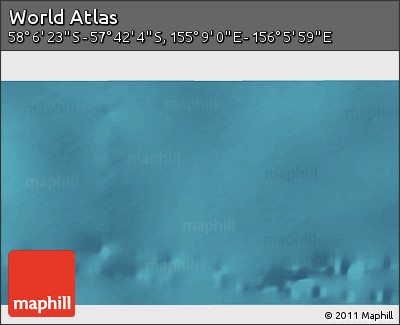 Satellite 3D Map of the Area around 57° 54' 14" S, 155° 37' 30" E