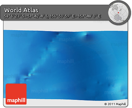 Physical 3D Map of the Area around 57° 54' 14" S, 157° 19' 29" E