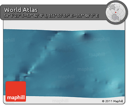 Satellite 3D Map of the Area around 57° 54' 14" S, 157° 19' 29" E