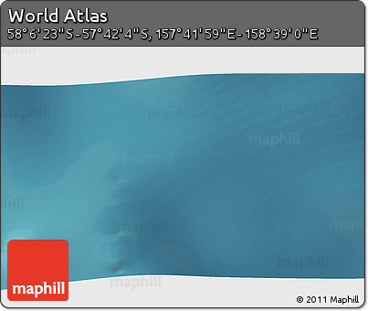 Satellite 3D Map of the Area around 57° 54' 14" S, 158° 10' 30" E