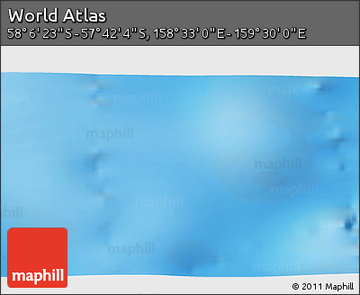 Physical 3D Map of the Area around 57° 54' 14" S, 159° 1' 30" E