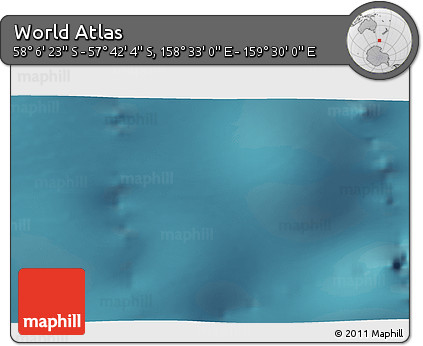 Satellite 3D Map of the Area around 57° 54' 14" S, 159° 1' 30" E