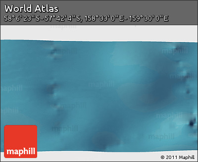 Satellite 3D Map of the Area around 57° 54' 14" S, 159° 1' 30" E