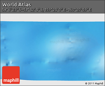 Physical 3D Map of the Area around 57° 54' 14" S, 159° 52' 30" E
