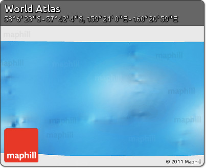 Physical 3D Map of the Area around 57° 54' 14" S, 159° 52' 30" E