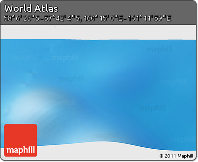 Physical 3D Map of the Area around 57° 54' 14" S, 160° 43' 29" E
