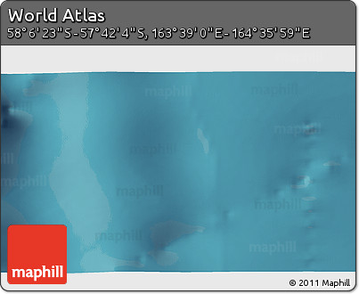 Satellite 3D Map of the Area around 57° 54' 14" S, 164° 7' 30" E