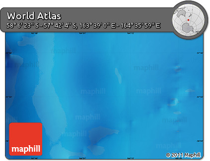 Physical Map of the Area around 57° 54' 14" S, 164° 7' 30" E
