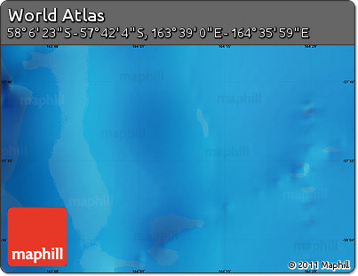 Physical Map of the Area around 57° 54' 14" S, 164° 7' 30" E