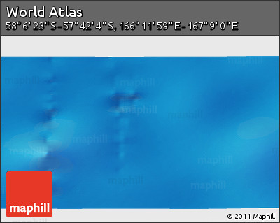 Physical 3D Map of the Area around 57° 54' 14" S, 166° 40' 30" E