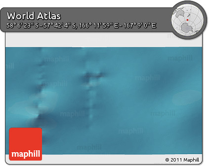Satellite 3D Map of the Area around 57° 54' 14" S, 166° 40' 30" E