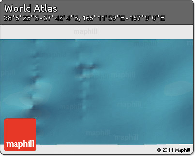 Satellite 3D Map of the Area around 57° 54' 14" S, 166° 40' 30" E