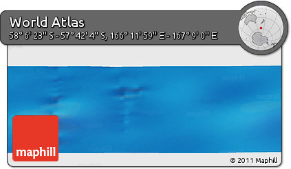 Physical Panoramic Map of the Area around 57° 54' 14" S, 166° 40' 30" E