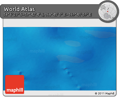 Physical 3D Map of the Area around 57° 54' 14" S, 169° 13' 29" E