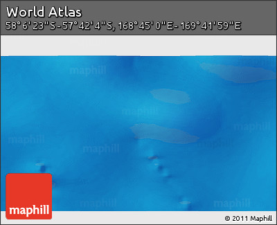 Physical 3D Map of the Area around 57° 54' 14" S, 169° 13' 29" E