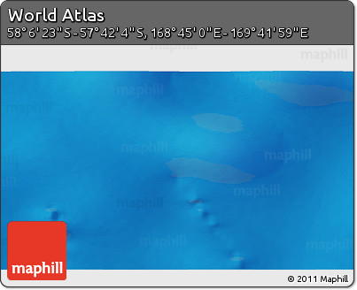 Physical 3D Map of the Area around 57° 54' 14" S, 169° 13' 29" E