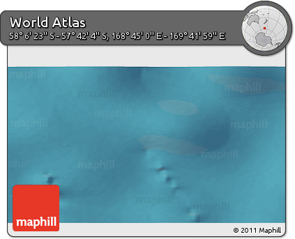 Satellite 3D Map of the Area around 57° 54' 14" S, 169° 13' 29" E