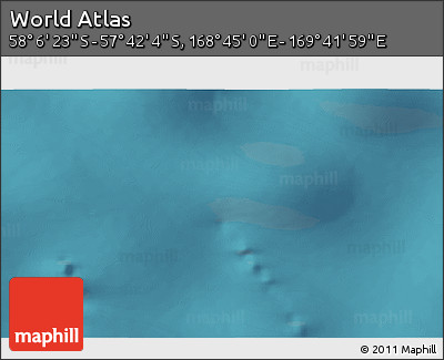 Satellite 3D Map of the Area around 57° 54' 14" S, 169° 13' 29" E