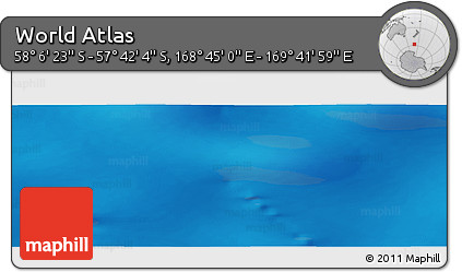 Physical Panoramic Map of the Area around 57° 54' 14" S, 169° 13' 29" E
