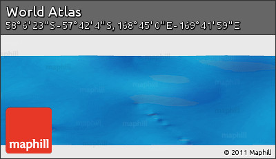 Physical Panoramic Map of the Area around 57° 54' 14" S, 169° 13' 29" E