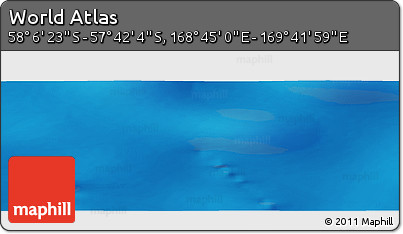 Physical Panoramic Map of the Area around 57° 54' 14" S, 169° 13' 29" E