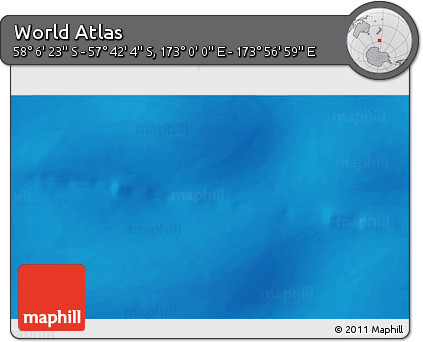 Physical 3D Map of the Area around 57° 54' 14" S, 173° 28' 29" E