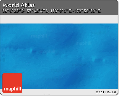 Physical 3D Map of the Area around 57° 54' 14" S, 173° 28' 29" E