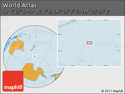 Political Location Map of the Area around 57° 54' 14" S, 176° 52' 30" E