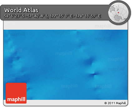 Physical 3D Map of the Area around 57° 54' 14" S, 177° 43' 29" E
