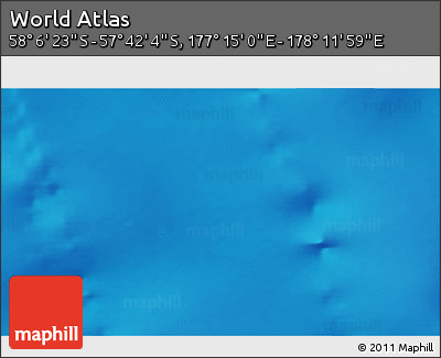 Physical 3D Map of the Area around 57° 54' 14" S, 177° 43' 29" E