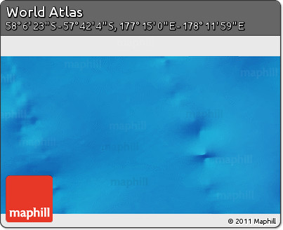 Physical 3D Map of the Area around 57° 54' 14" S, 177° 43' 29" E