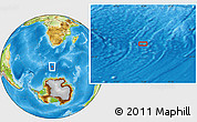 Physical Location Map of the area around 57° 54' 14" S, 18° 46' 29" E