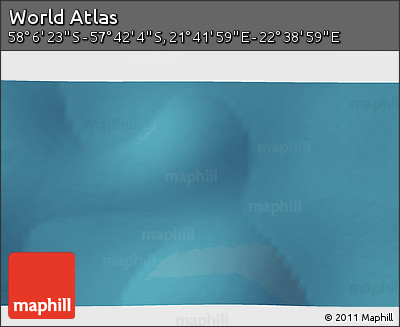 Satellite 3D Map of the Area around 57° 54' 14" S, 22° 10' 29" E