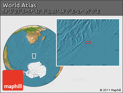Satellite Location Map of the Area around 57° 54' 14" S, 27° 16' 29" E