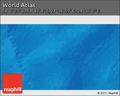 Shaded Relief 3D Map of the Area around 57° 54' 14" S, 28° 7' 30" E