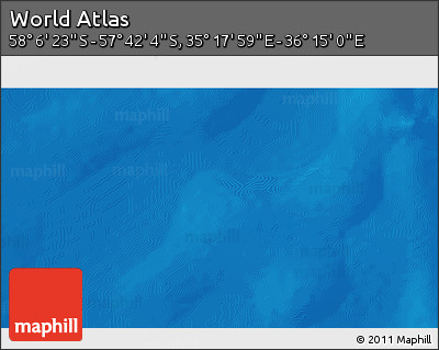 Physical 3D Map of the Area around 57° 54' 14" S, 35° 46' 29" E