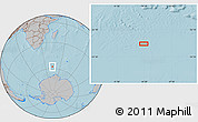 Gray Location Map of the area around 57° 54' 14" S, 44° 16' 29" E, hill shading