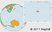 Political Location Map of the area around 57° 54' 14" S, 44° 16' 29" E