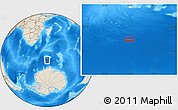 Shaded Relief Location Map of the area around 57° 54' 14" S, 44° 16' 29" E