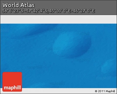 Physical 3D Map of the Area around 57° 54' 14" S, 45° 58' 30" E